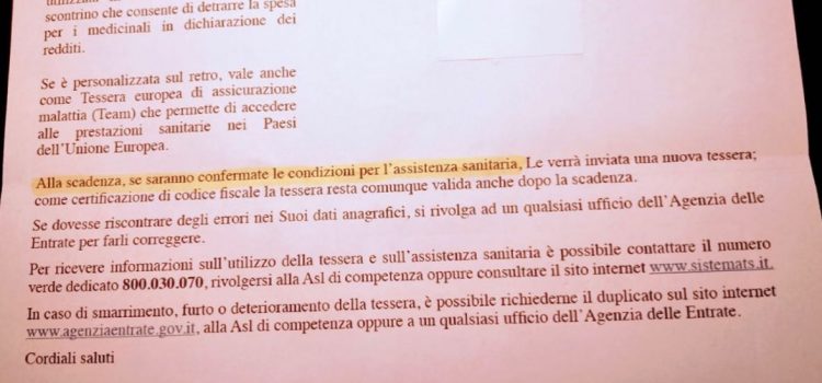 Tessera Sanitaria tessera sanitaria
