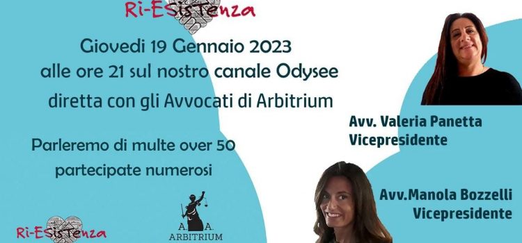 Multe Over 50: diretta con Arbitrium (Giovedi 19 Gennaio). Video integrale Multe Over 50: diretta con Arbitrium (Giovedi 19 Gennaio). Video integrale